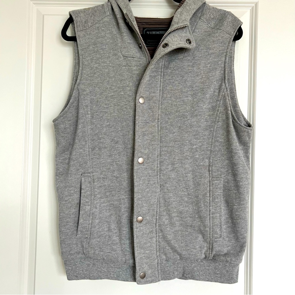 21Men Men’s Gray Hoodie Sweatshirt Vest | Size L